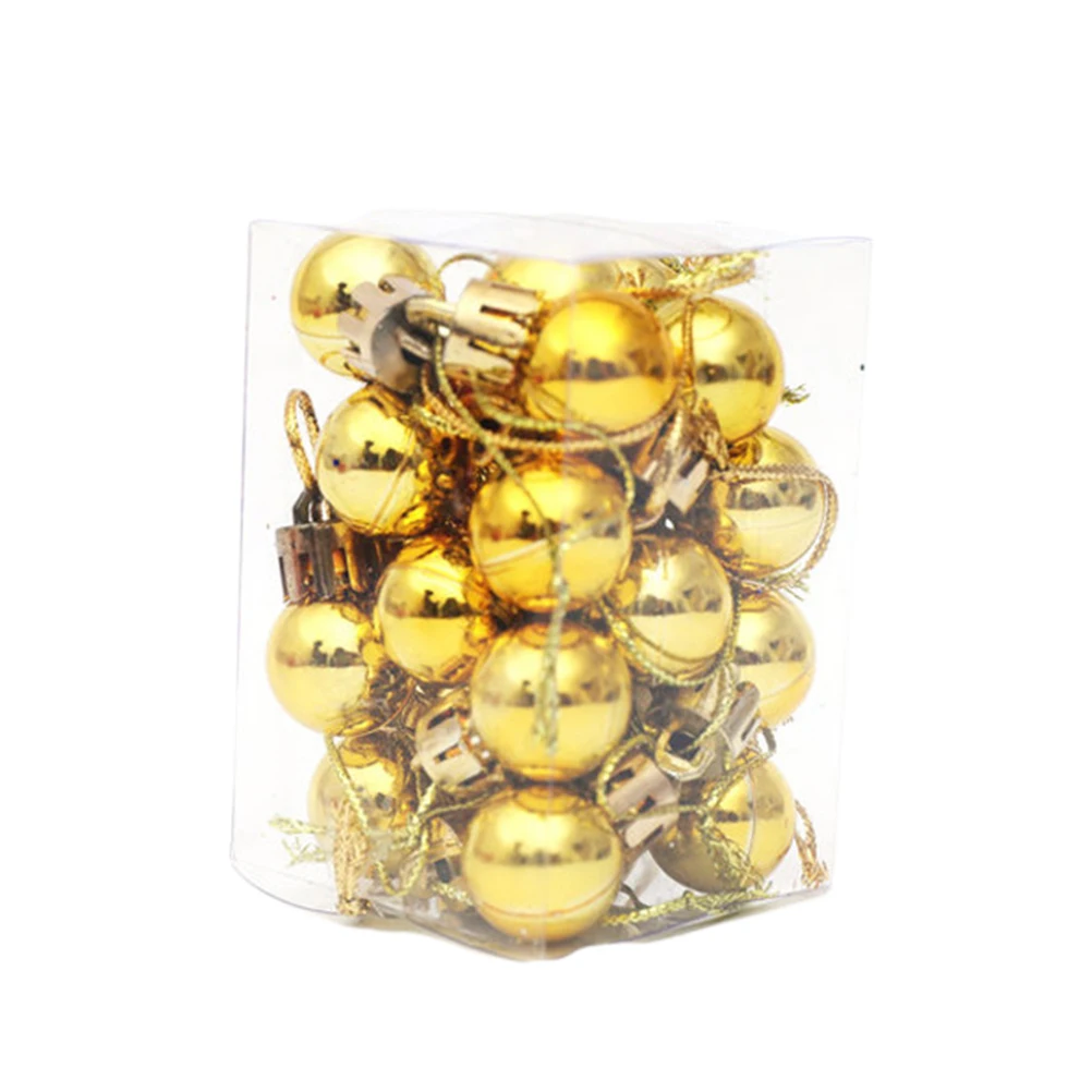 

24Pcs Christmas Ball Hanging Miniature Decorative Balls 2cm Golden for Xmas Tree Home Garden Festival Pendant Ornament