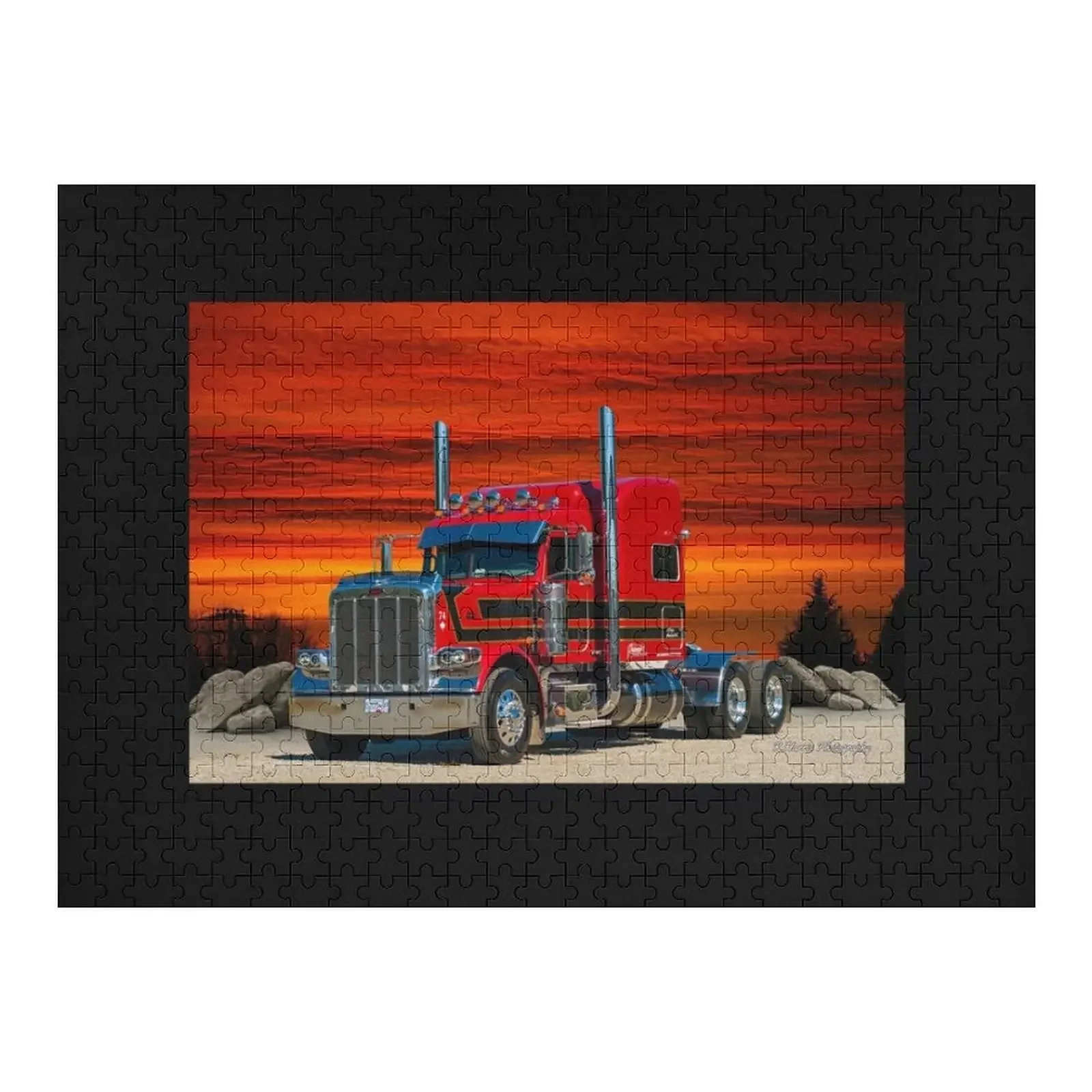 

Striped Peterbilt Jigsaw Puzzle Personalized Toys Toys For Children Custom Wooden Name Personalized Toy Puzzle