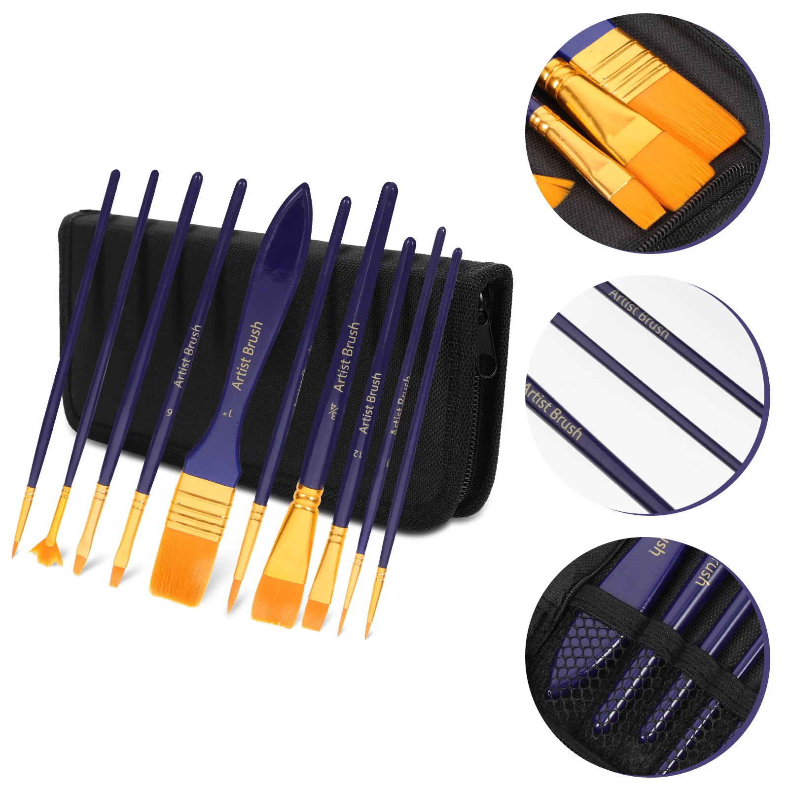 1 set Professional Paintbrush Set Ergonomic Lightweight Oil Watercolor Brushes Multi-Function Portable Supplies