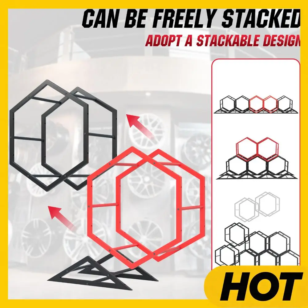

Adjustable Wall Mount Wheel Racks Heavy Duty Triangle Hexagon Small Tire Display Rack for Exhibition Shop Garage Trade Show