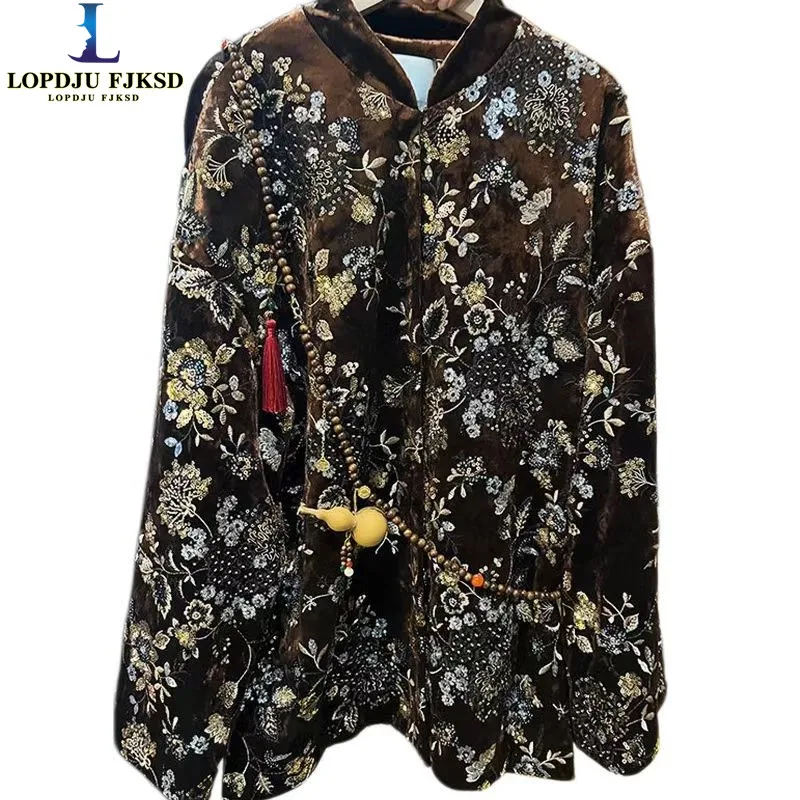 New Chinese Embroidered Coat Black Women's Spring and Autumn Light Luxury Retro Fashion Jackets