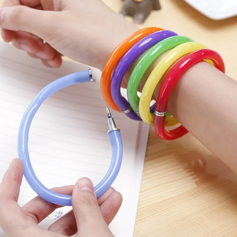 Creative Office Stationery Flexible Ball Pen Cute Soft Plastic Bangle Bracelet Wristlet Circlet Ballpoint Pens