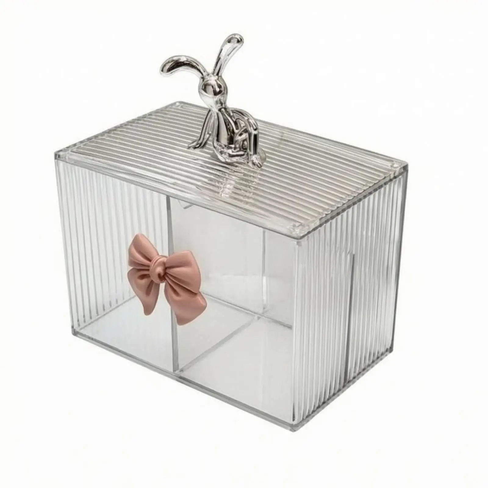 Swab Storage Box Dustproof Transparent Pad Holder with Lid Acrylic Makeup Box for Dressing Table, Vanity
