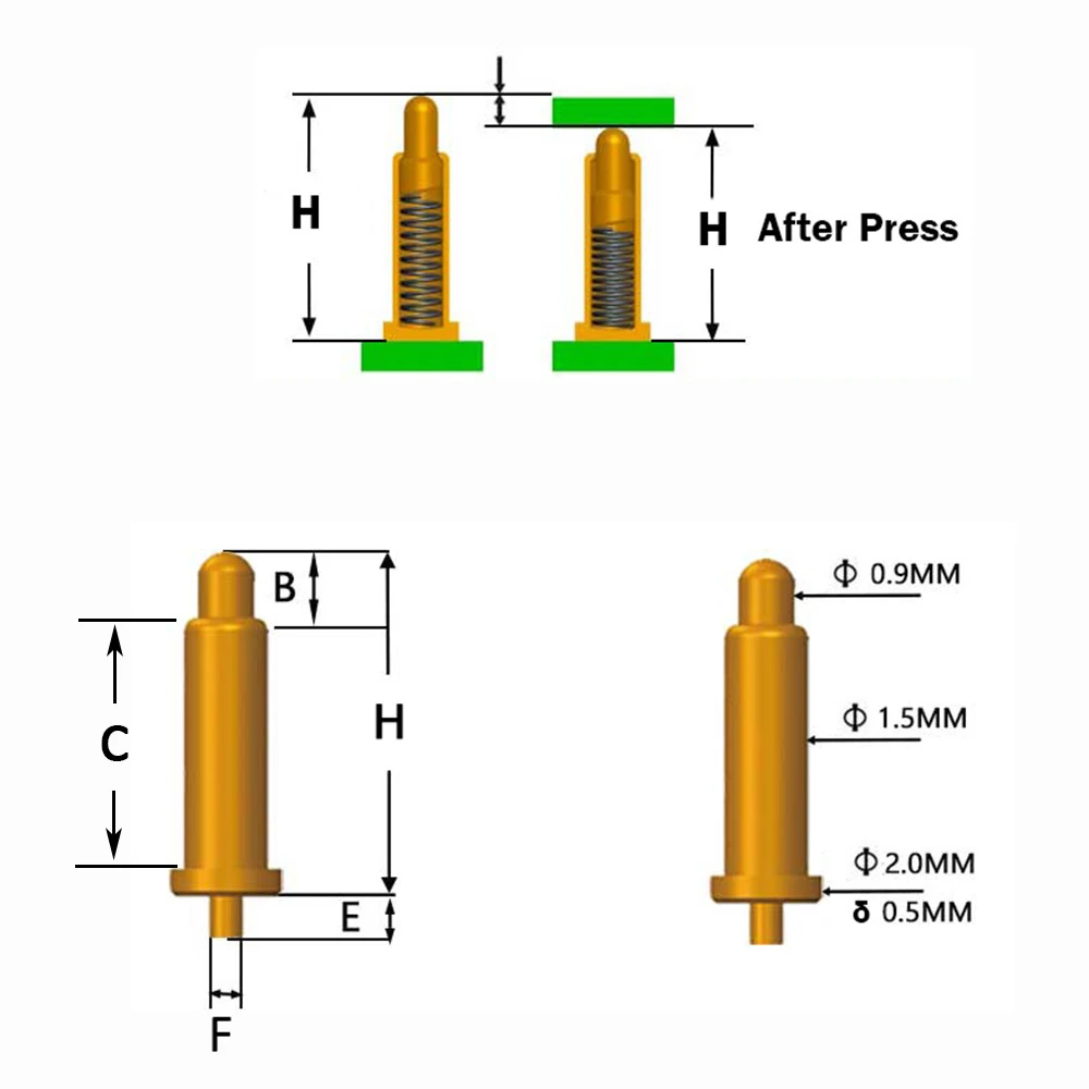 10 sztuk złącze szpilkowe Pogopin sprężyna baterii obciążony kontaktowy SMD igła PCB 4 5 6 7 8 9 10 12 14 15 16 MM Test Prob