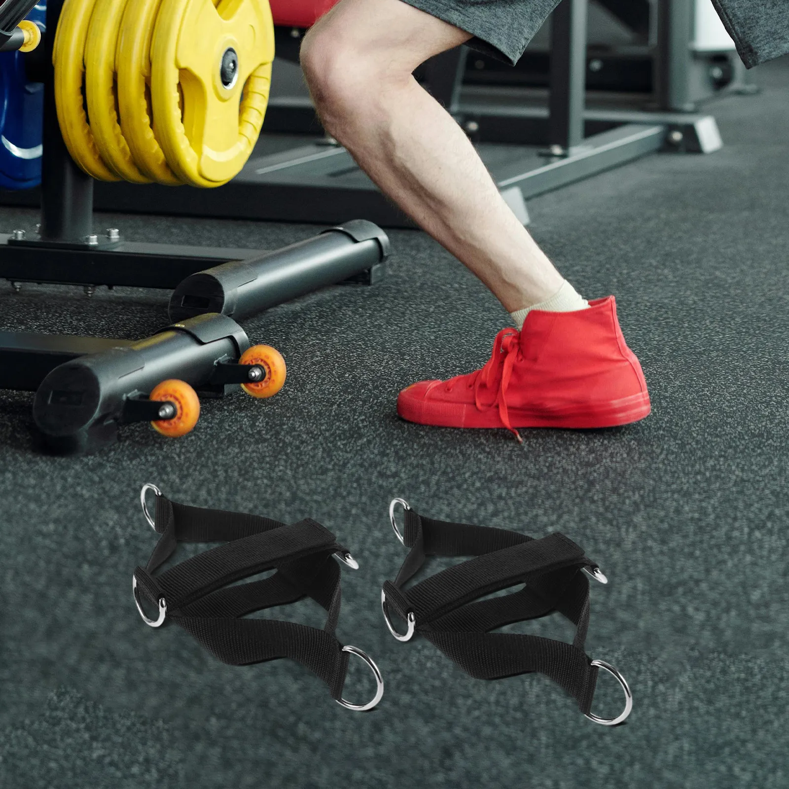 1Pair Ankle Strap Cable Machine Fitness Adjustable Buckle Design Gym Ankle Cable Straps Leg Workout Professional Training