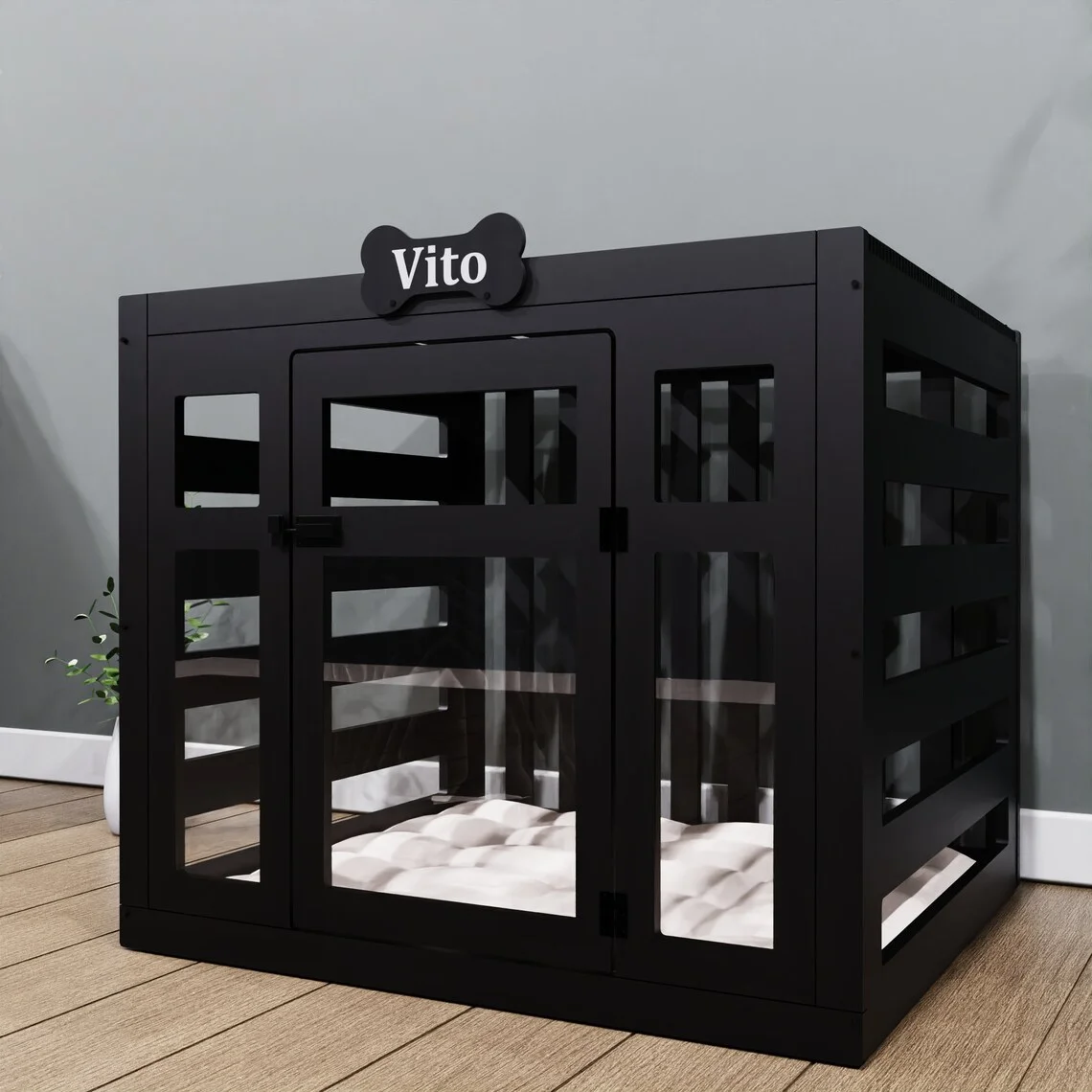 

Customized Luxury Solid Wood Indoor Washable Cat and Dog Kennel Furniture
