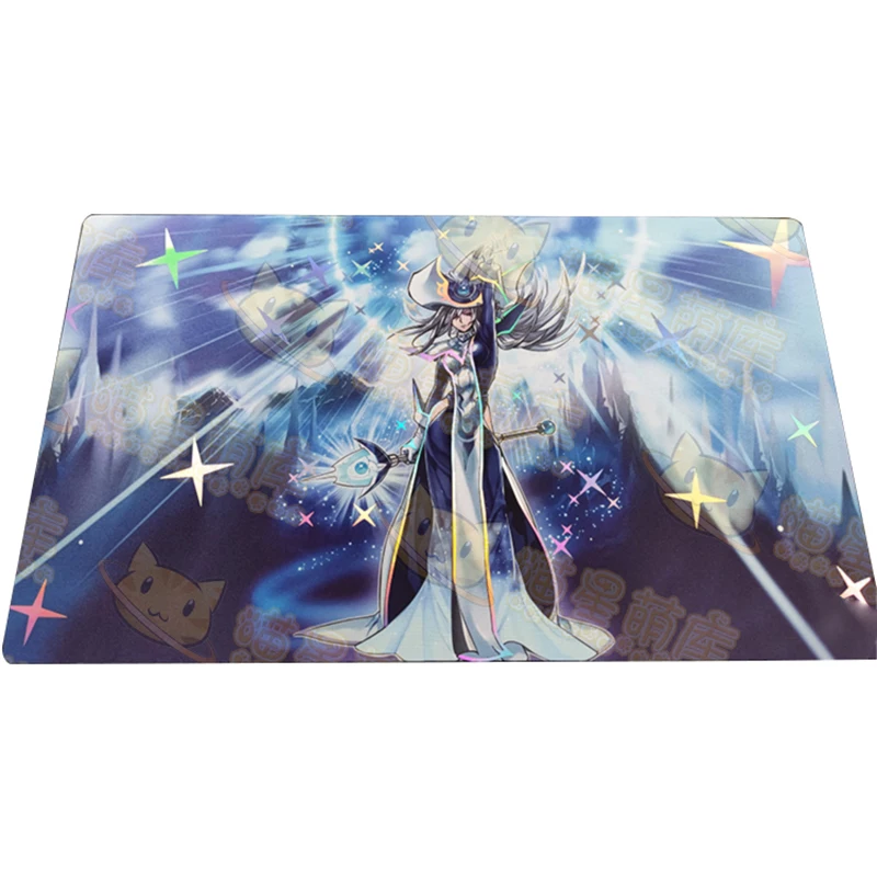 

2mm No-Stitched Edge YGO DIY Silent Magician Foil Holographic Shinny Holo Playmat Yu-Gi-Oh Game MatPad Storage Bag