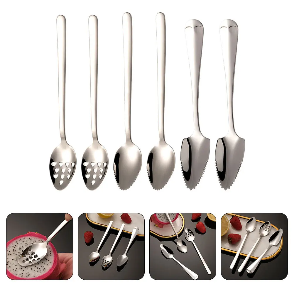 

6Pcs Baby Fruit Scraper Spoons Stainless Steel Durable Puree Spoons Toddler Feeding Tool Easy Supplement Food Scraping Kitchen