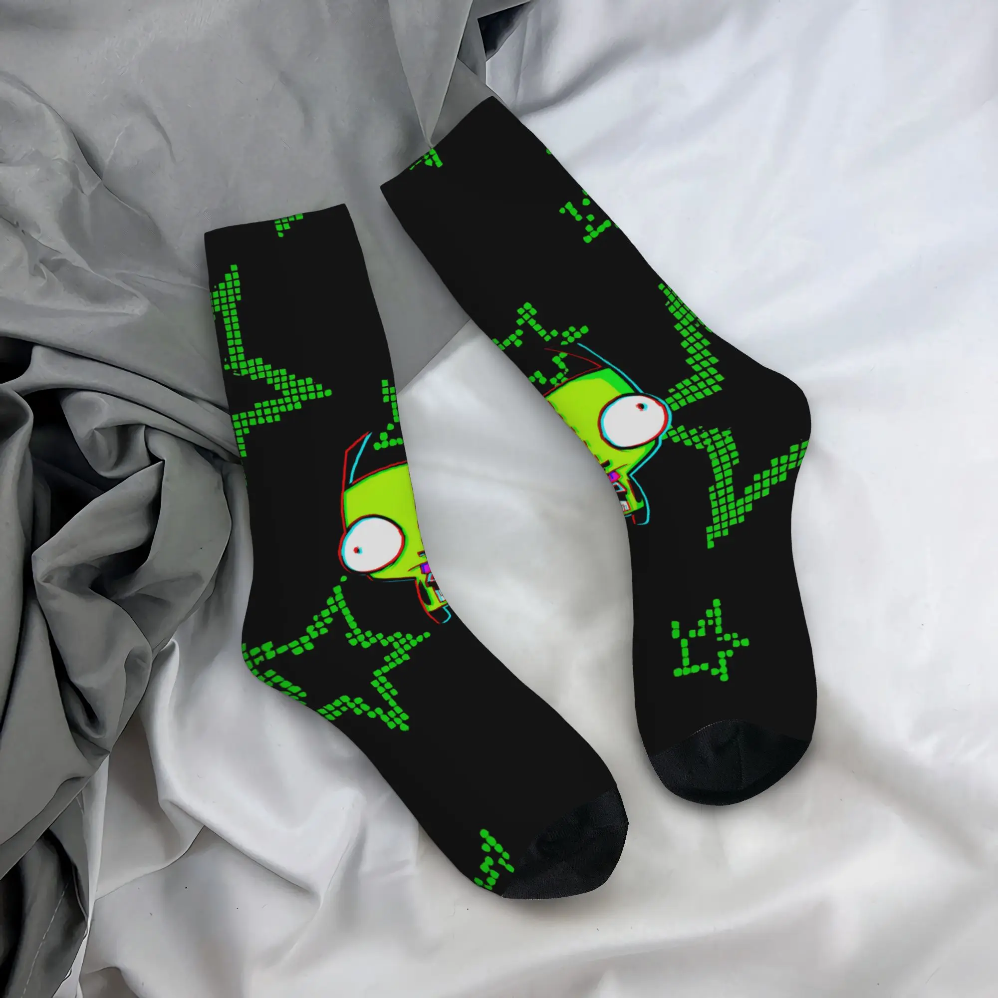 Winter Warm Retro Men's Women's Invaders Zim Gir Socks  Sweat Absorbing Skateboard Socks