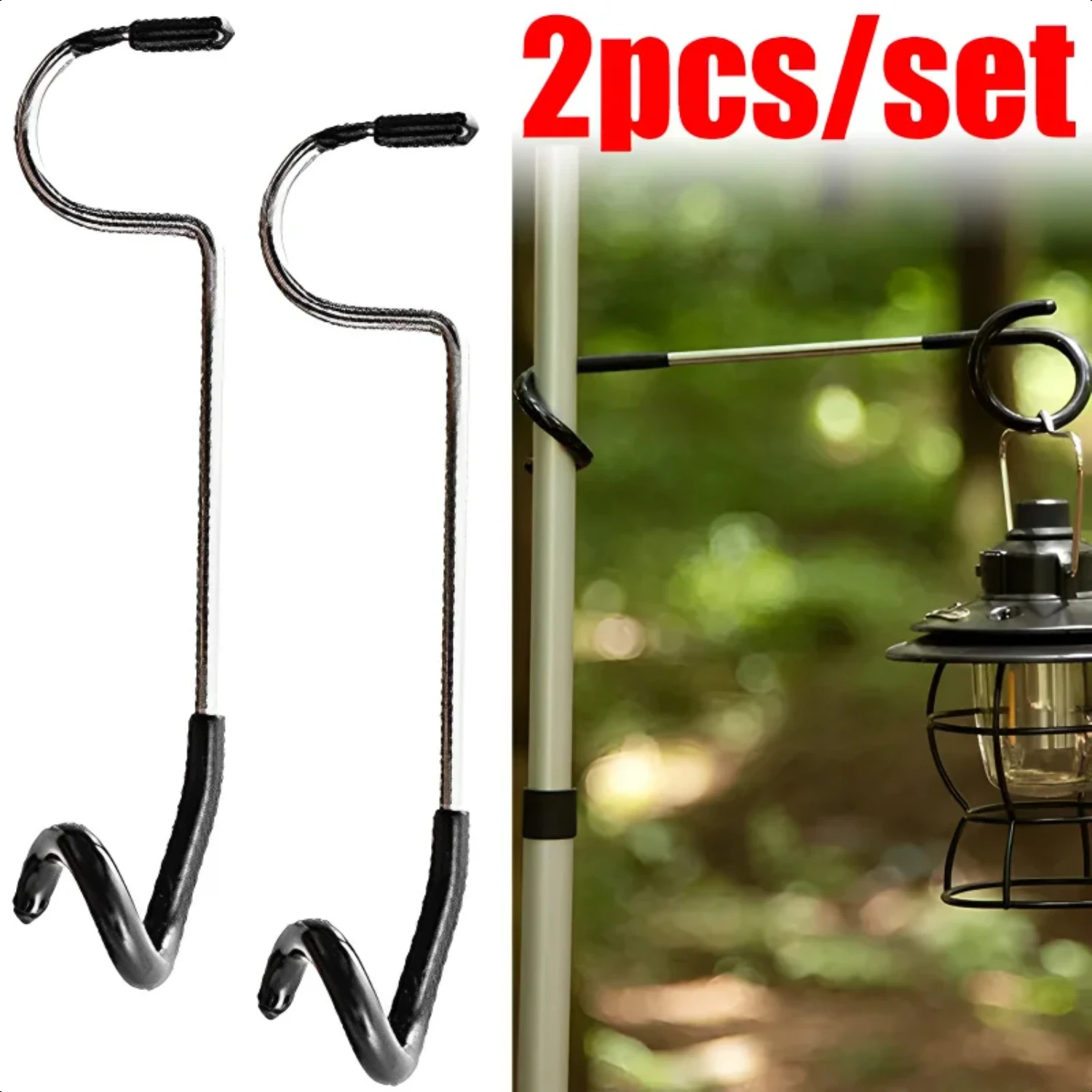 Stainless Steel Light Stand Holder  Portable Tent Pole Lamp Hanger Hunting Fishing Lantern Hanger Outdoor Camping Tools Fish net