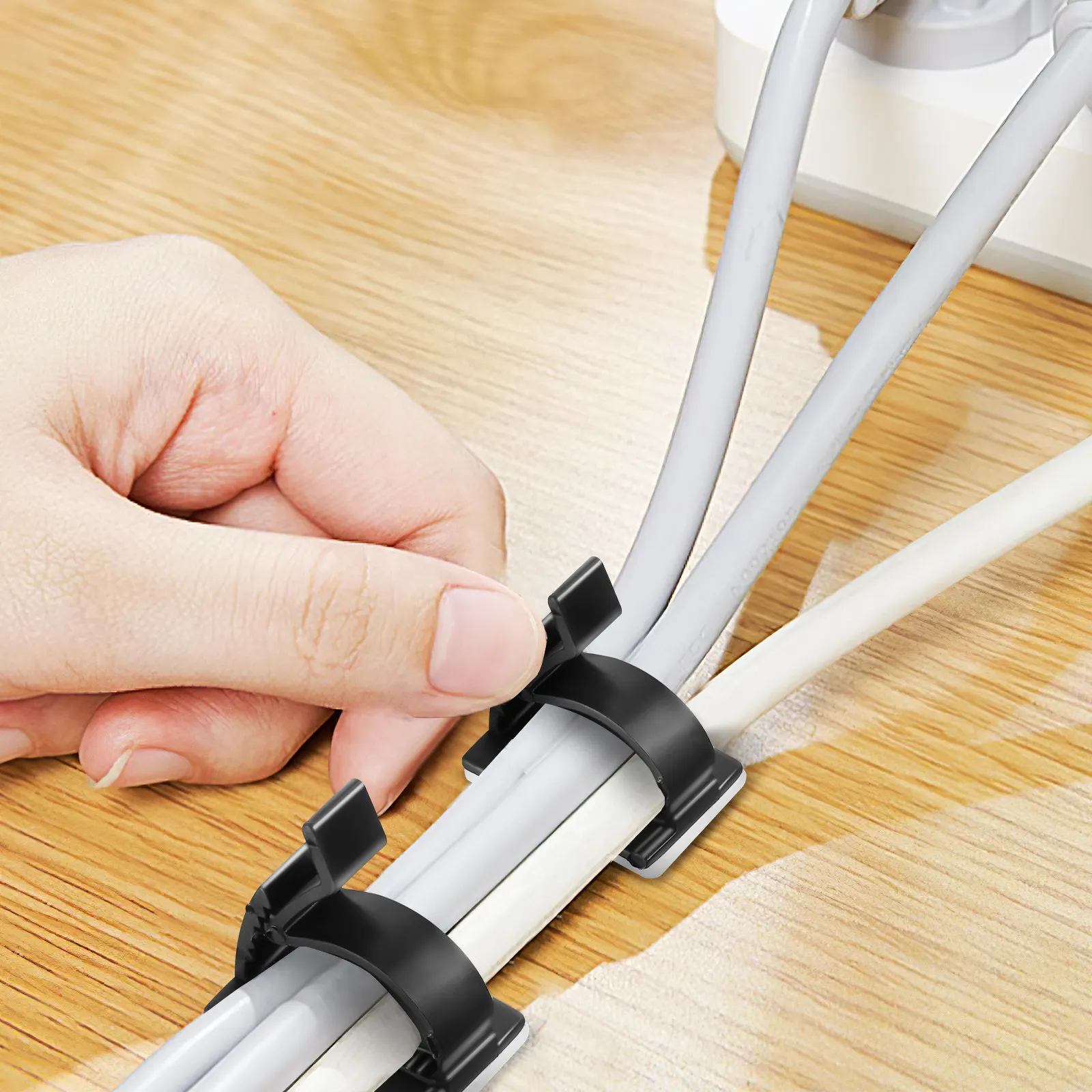 10Pcs Cord Keeper Sturdy Self-Adhesive Cable Organizer Clip for USB Charger Power Cord Desktop Cable Management Holder
