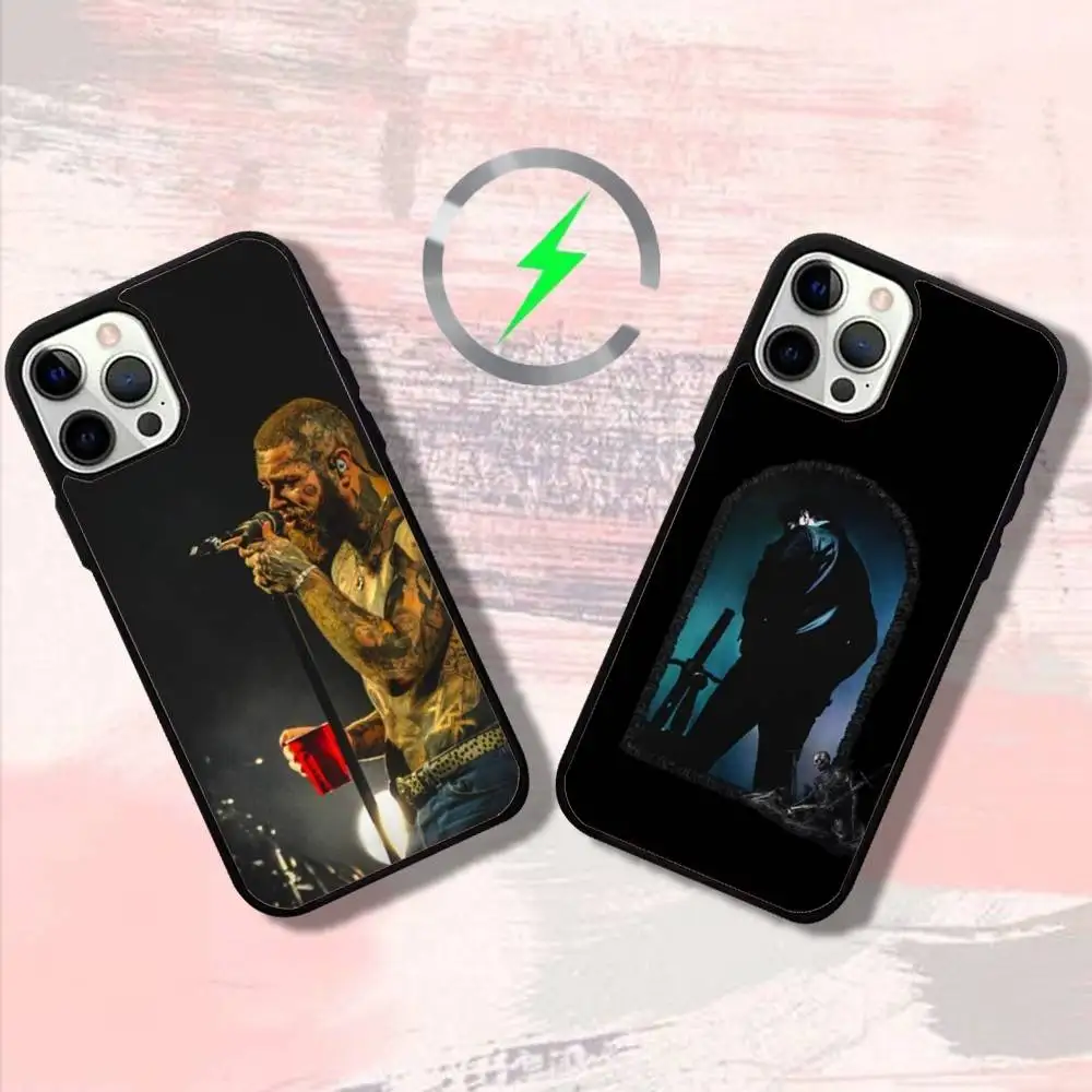 

P-Post Singer M-Malones Phone Case For iPhone 16,15,14,13,12,11,Pro,Max,Plus,Mini,SE4,E Magnetic Magsafe Wireless Charging