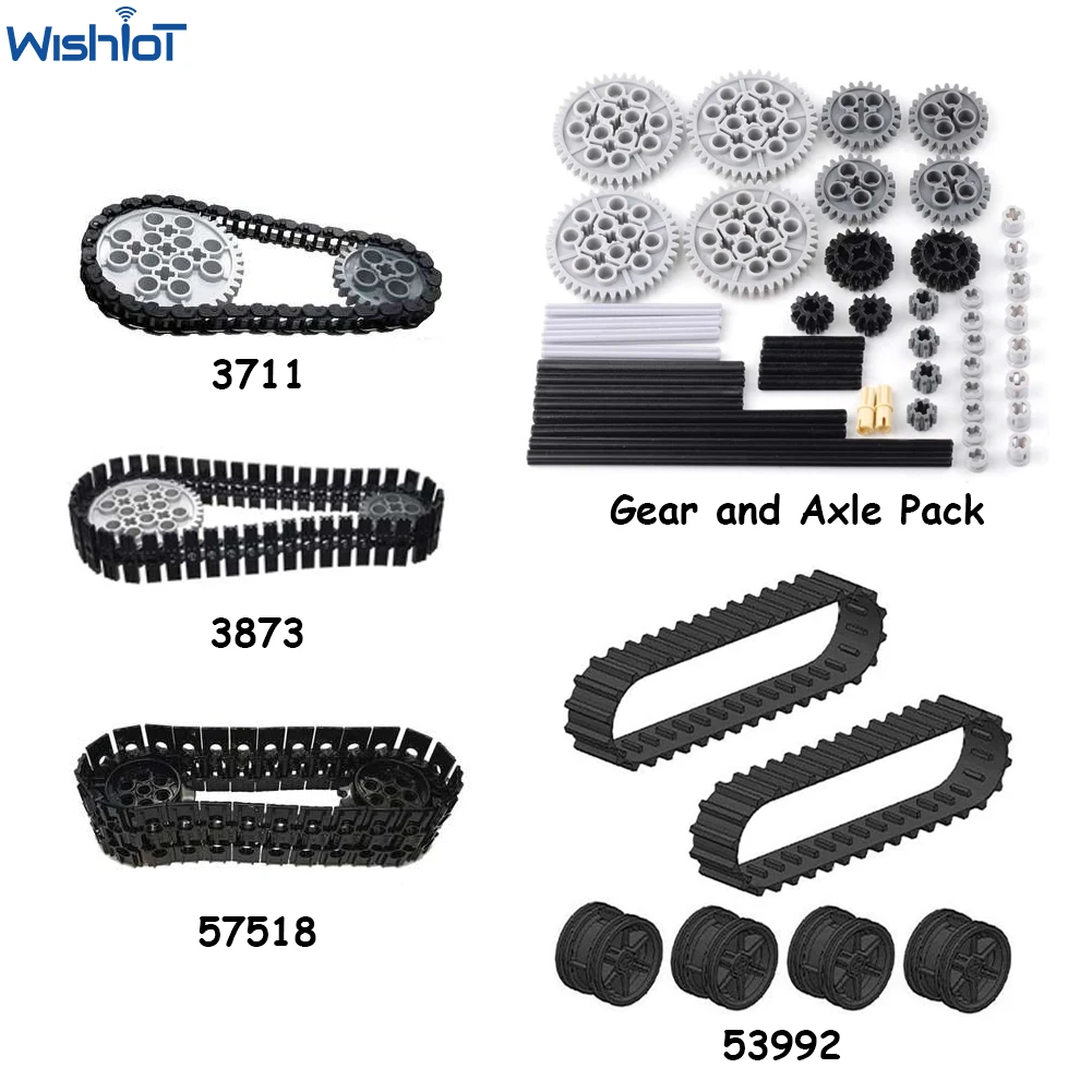 

Legoeds-compatible Technical Tracks and Wheels Pack Gears and Axle Set Tank Chain Crawler for 3711 3873 57518 88323 15379 14696