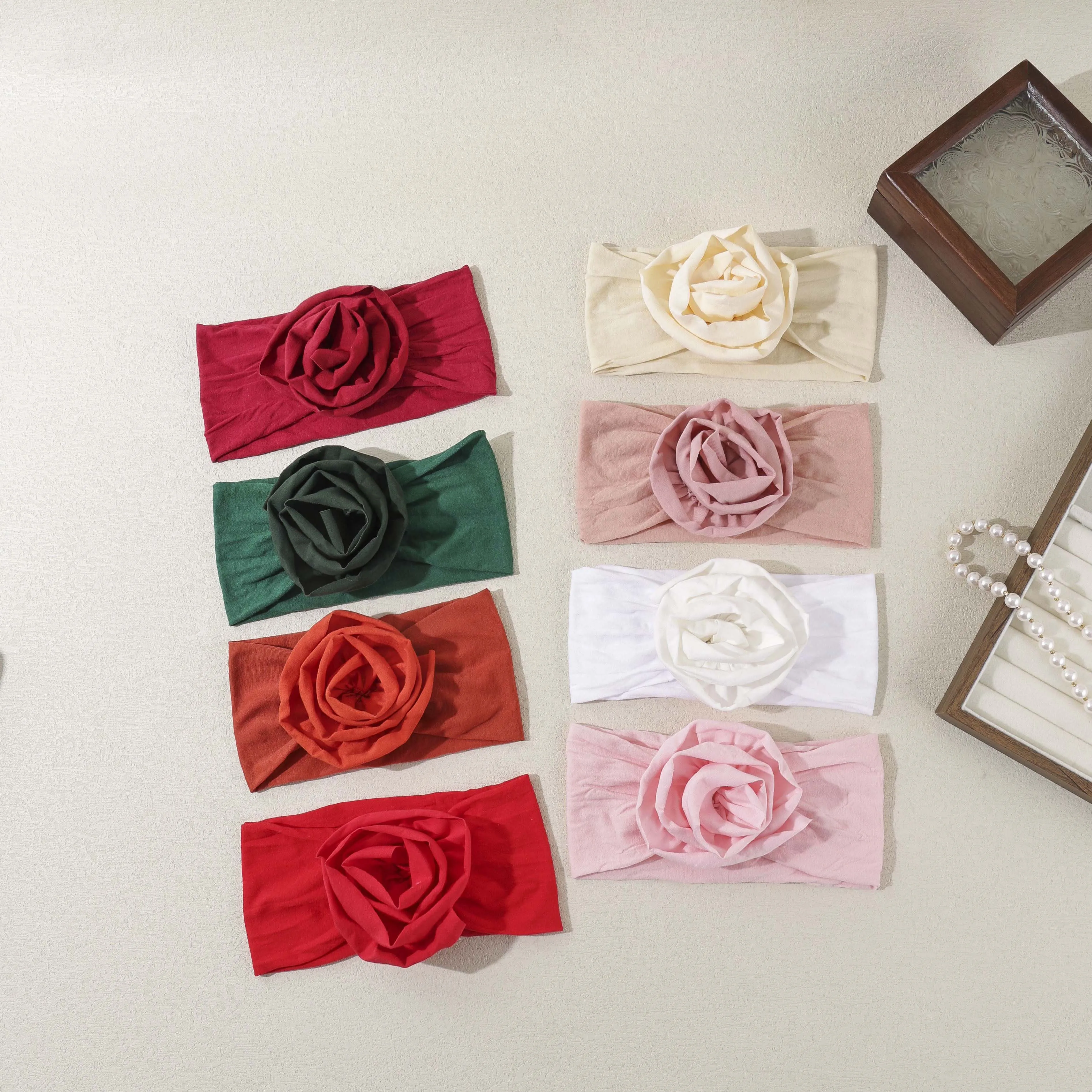 

Cute Headband For Newborn Girls Solid Soft Baby Girl Flower Hairband Handmade Infant Toddler Hair Accessories For Daily Wear