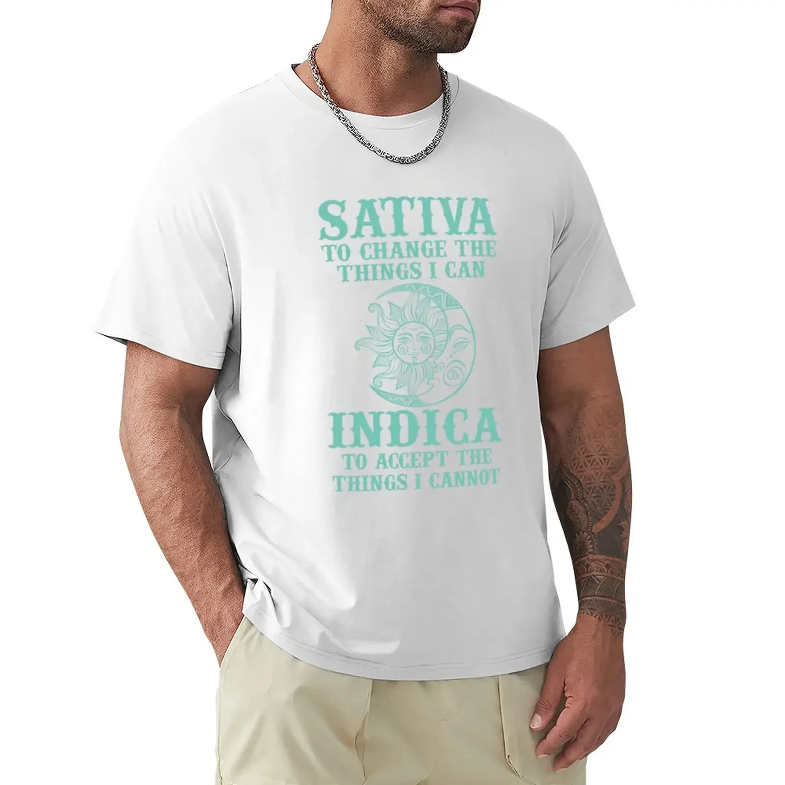 vintage funnys men clothings Sativa To Change s I Can Indica To Accept s I Cannot T-Shirt vintage 2024