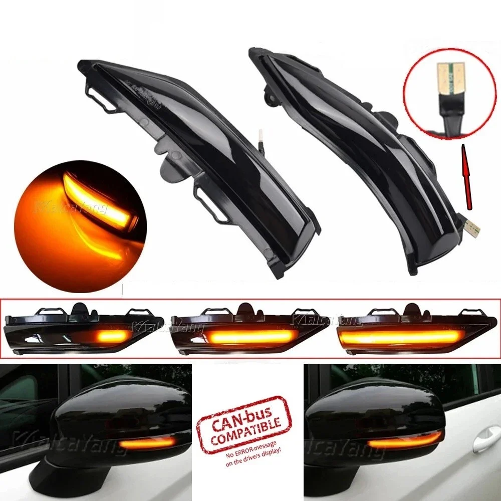 For Ford Fiesta MK8 MK8.5 Puma 2019+ 2pcs Car Dynamic Indicator Turn LED Side Mirror Sequential Smoked Lamp Car Accessories
