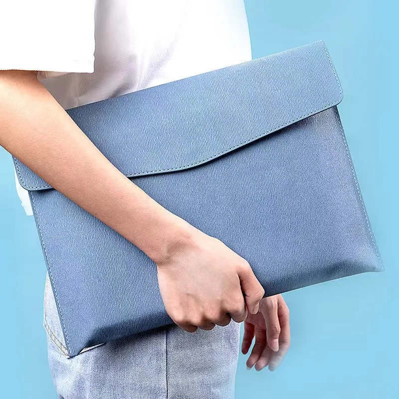 B-SHAMO Leather Portfolio with Snap Closure A4 Waterproof File Folder Large-Capacity Office Envelope Storage Case Document Bags