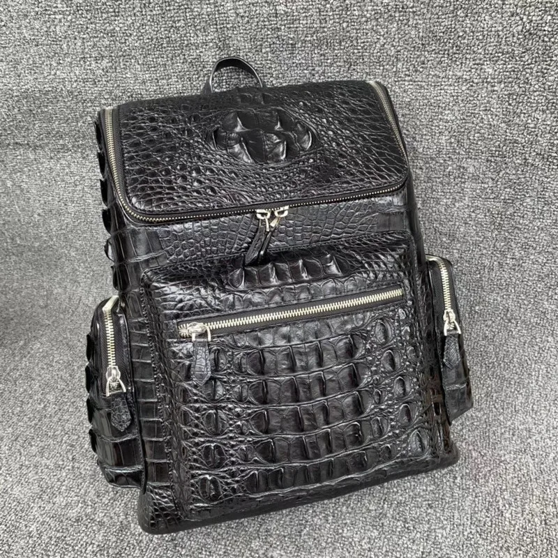 Men's Backpacks Thai Crocodile Skull Casual Backbone School Bags For Teenagers Leather Backpack Bone Skin Travel рюкзак мужской