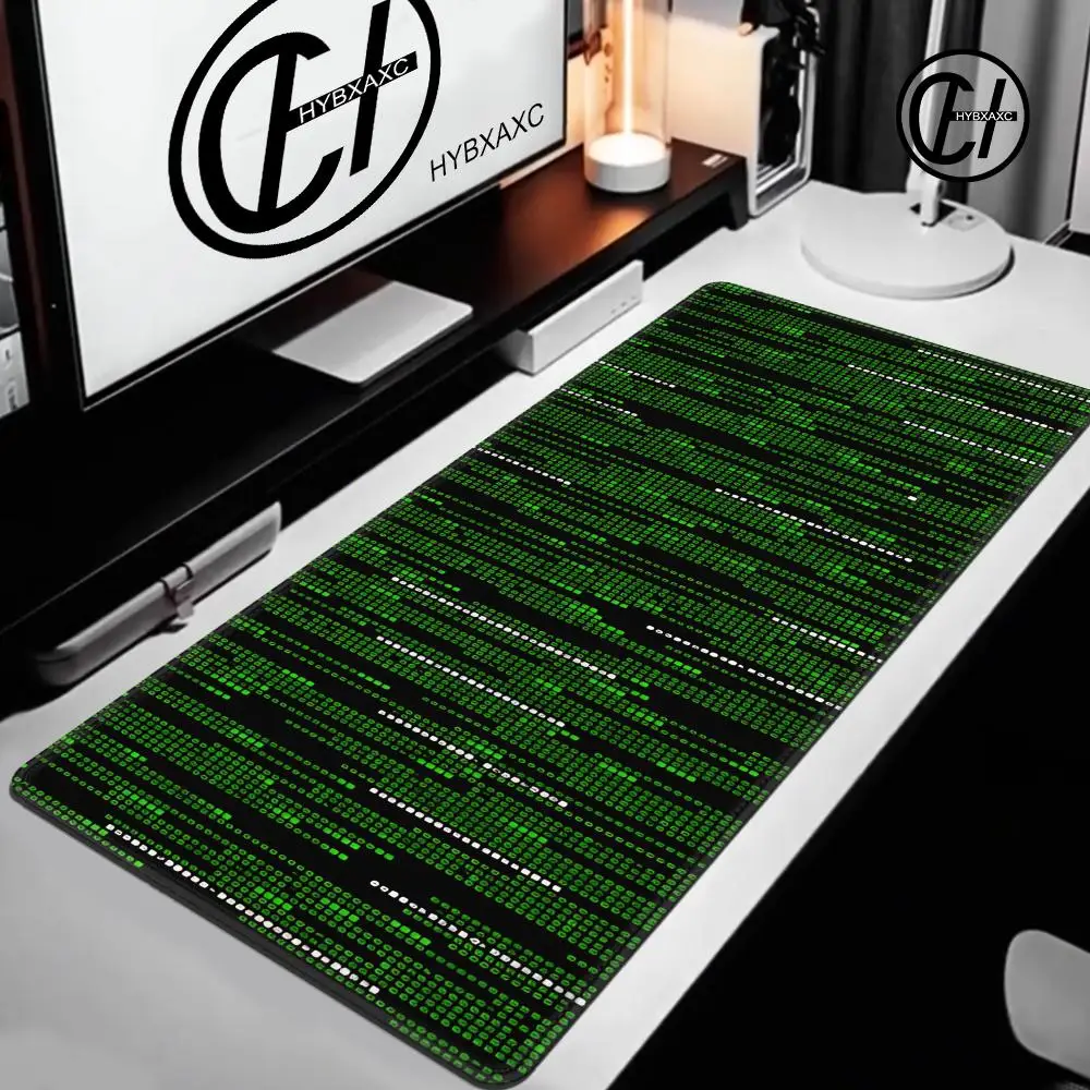 M-Matrix Binary Code Mouse Pad Large Rubber Base Non-slip PC Desk Accessories Mousepad for Gamer Keyboard Mats Decor Mat