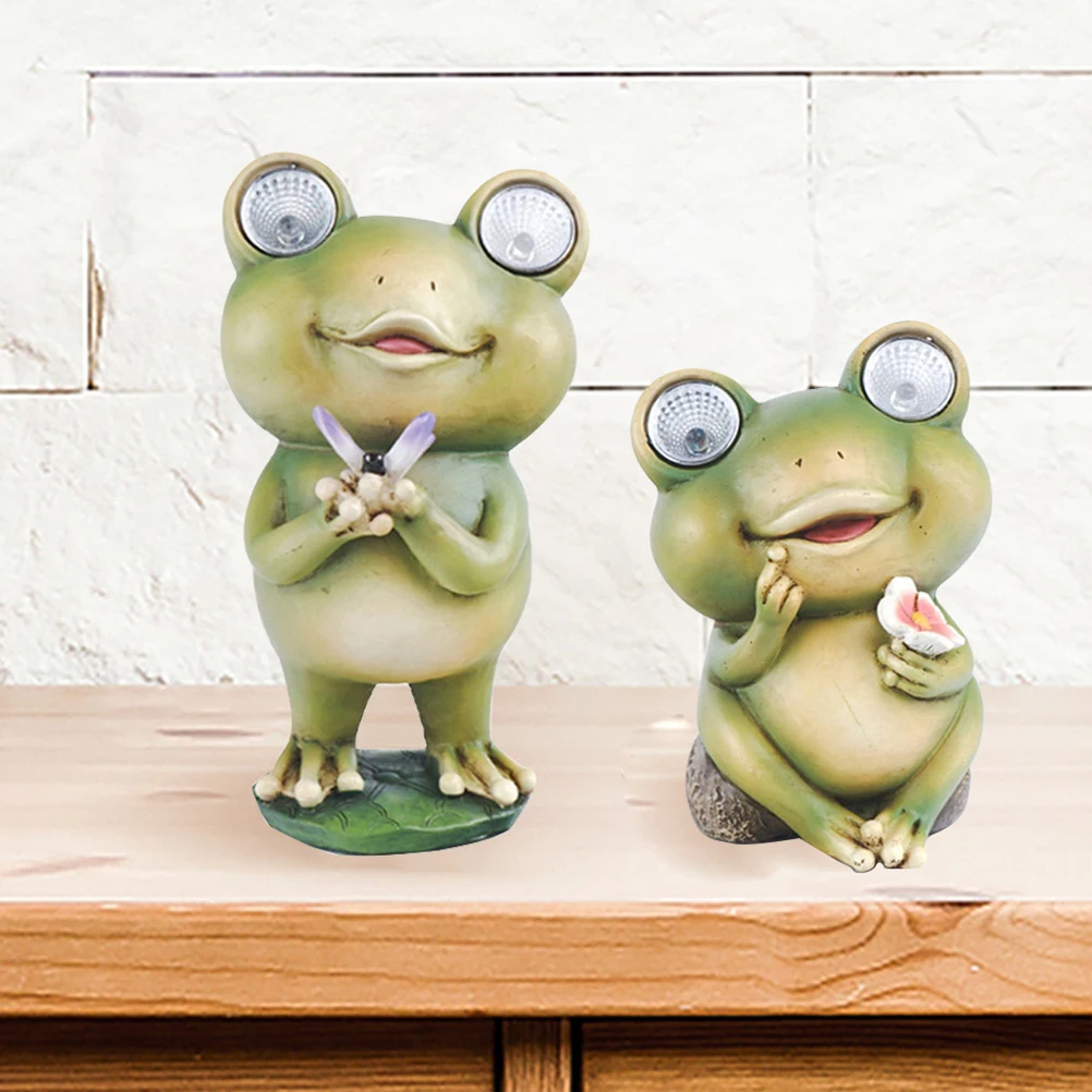 

Solar Frog Night Light Resin Statue Durable Material Garden Yard Lawn Patio Decoration Unique Animal Design Outdoor Solar