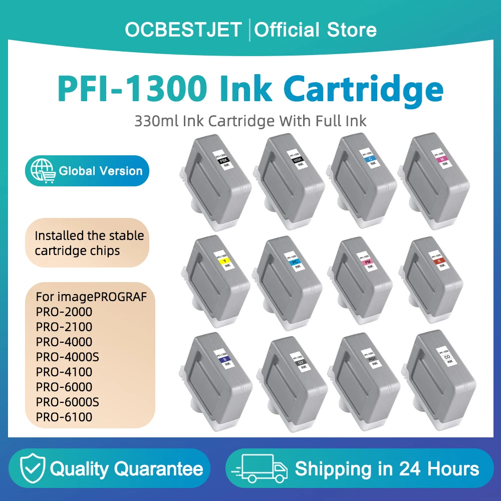

330ML For Canon PFI-1300 Ink Cartridge With Full Pigment Ink For Canon imagePROGRAF PRO-2000/2100/4000/4000S/4100/4100S/6000