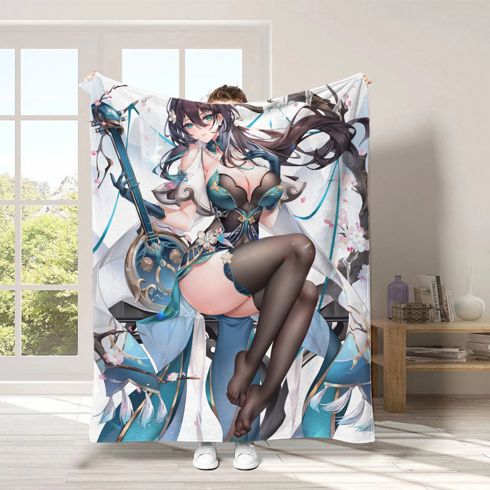 

Custom Ruan Mei Blanket Personalized Printed Throw Flannel Sofa Cover Seasons Warm Nap Gift for Game Fan Gamer