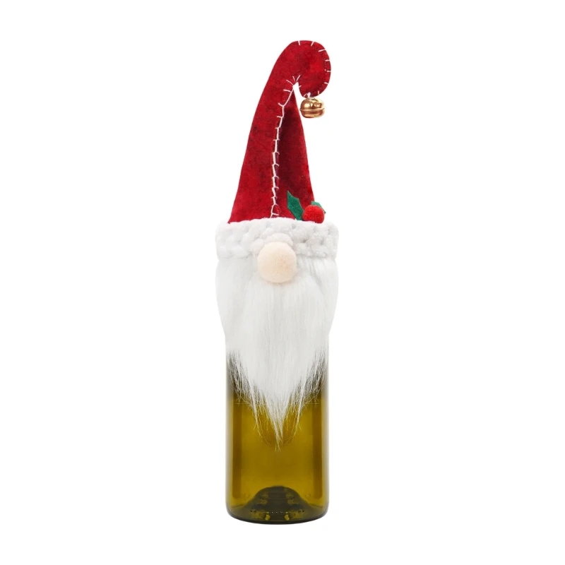 Christmas Gnome Wine Bottle Cover Multifunction Decorative Gnome Bottles Toppers for Festival Party Farmhouse Kitchen Dropsale