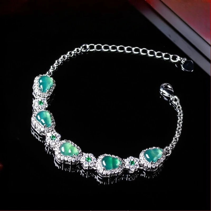 

Natural Real A Emerald Diamond Inlaid Gourd Bracelet Adjustable Jadeite Necklace Jewelry Charm Designer Luxury Vintage Women