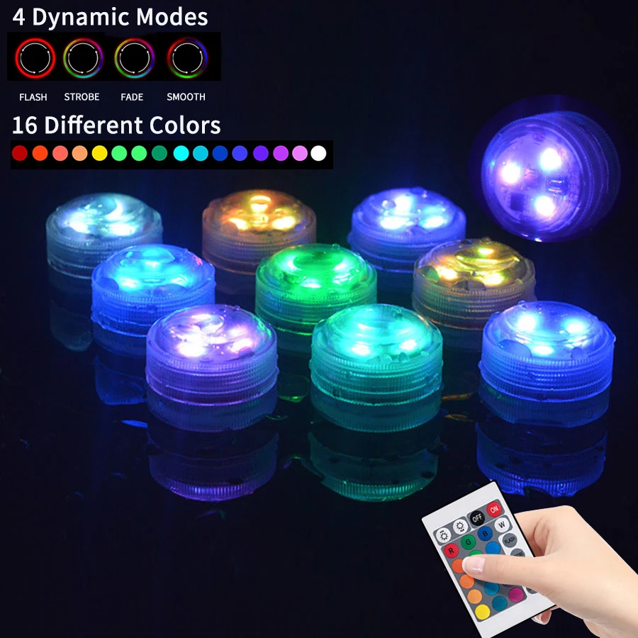 3 المصابيح RGB تحت الماء ليلة Led مصابيح غاطسة بطارية مصباح تعمل حديقة السباحة إضاءة حمام السباحة لحفل الزفاف زهرية السلطانية