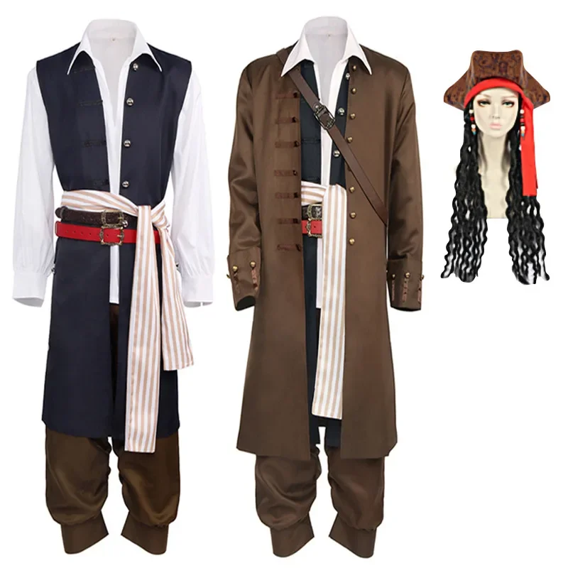 

New Adult Pirate Captain Cosplay Costume Medieval Retro-Suit Viking RolePlay Clothes For Halloween Party Carnaval
