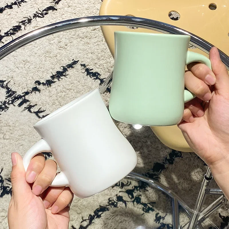 Warm color macaron home mug ins Style simple cream yellow ceramic mug Coffee cup couple water mug