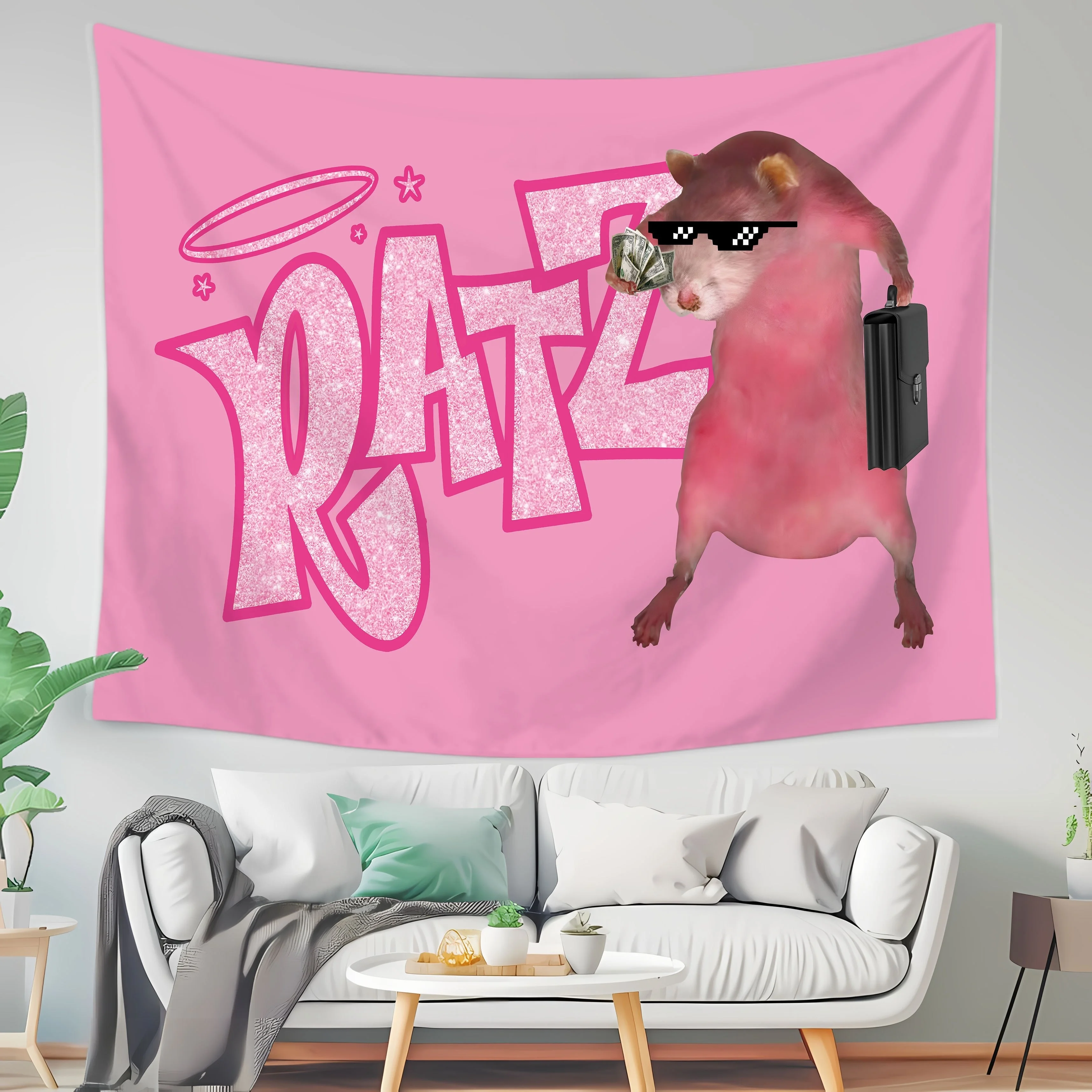 VIKAMA Trendy Pink Rat RATZ Tapisserie Lebendiges Wohnzimmer Sofa Hintergrund Trendy Spielzeug Schlafzimmer Kreative Studio Dekor