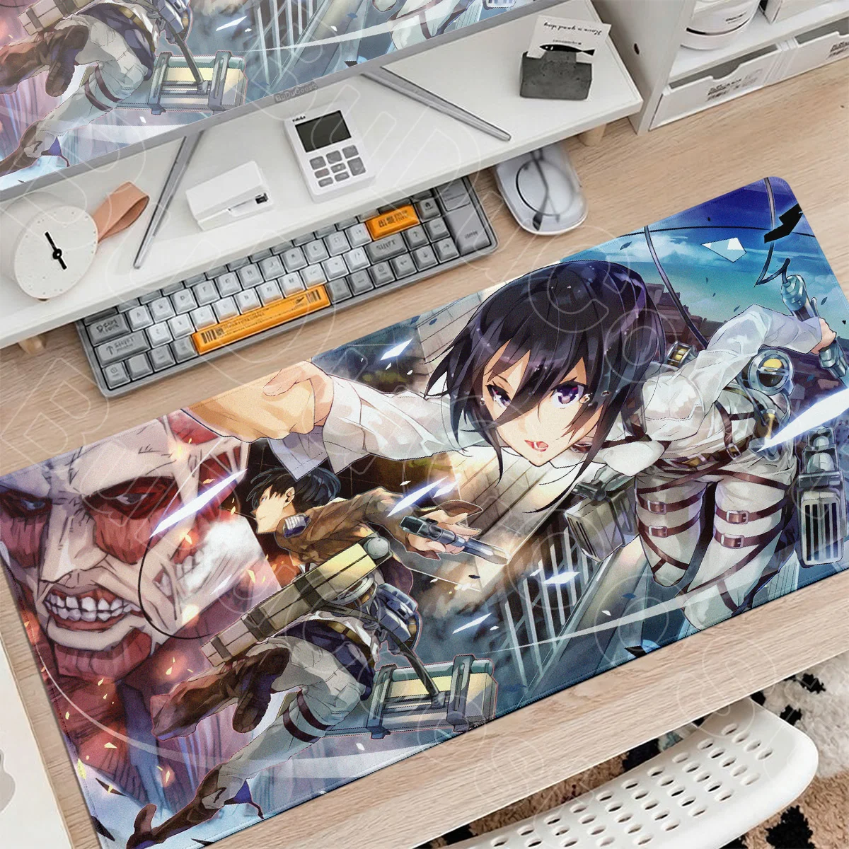 Attack on Titan Eren Jaeger Mikasa Ackerman Armin Arlert Comic Style New Mousepad XXL Laptop Extend Keyboard Mat with Lock Edge