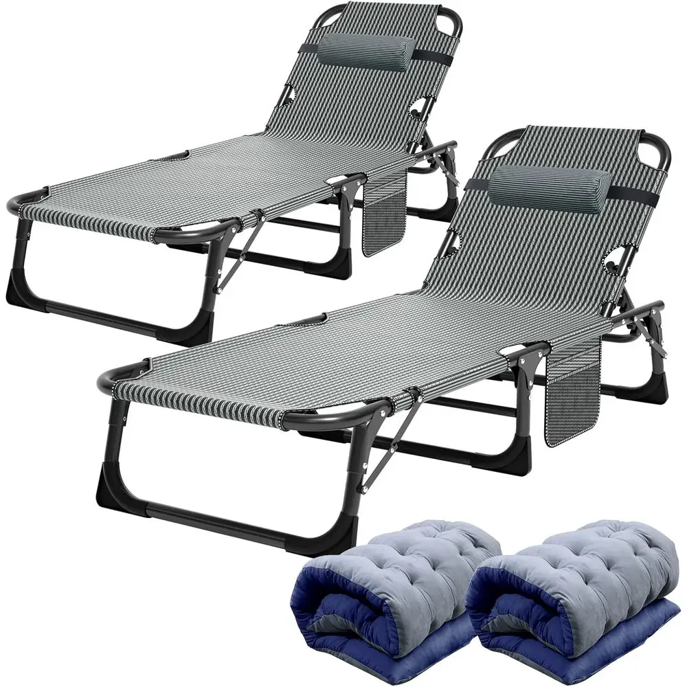 

Heavy-Duty 5-Gear Tanning Chair with Cushion, Portable Outdoor Chaise Lounge for Beach, Poolside, and Lawn
