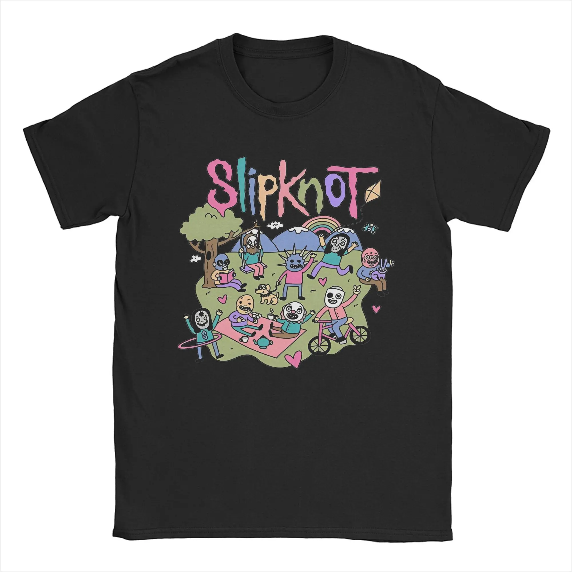 Cartoon S-Slipknotting Merch Men Women T Shirts Pure Cotton Tee Graphic Printing Band Cute Logo T-shirt Clothing