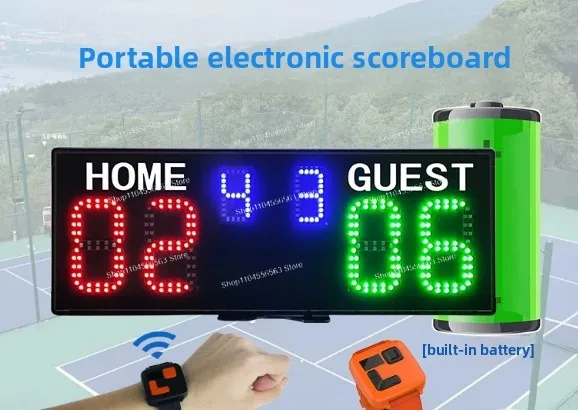 Electronic Scoreboard LED Large Screen Battery Powered Portable for Tennis Basketball Volleyball Sports Competition