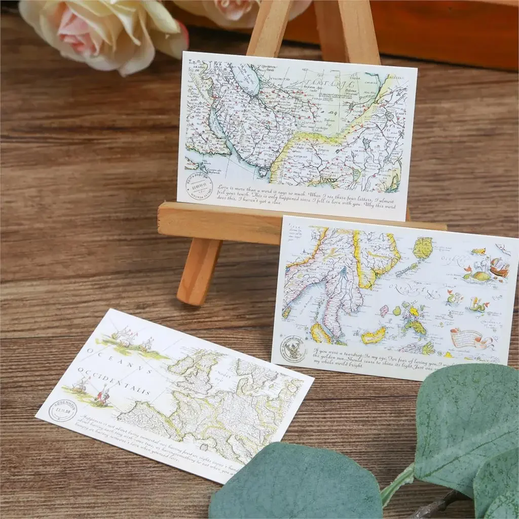 multi-use 5.2*8cm 54pcs Mini Card old time map print DIY Scrapbooking card party invitation cards gift message card