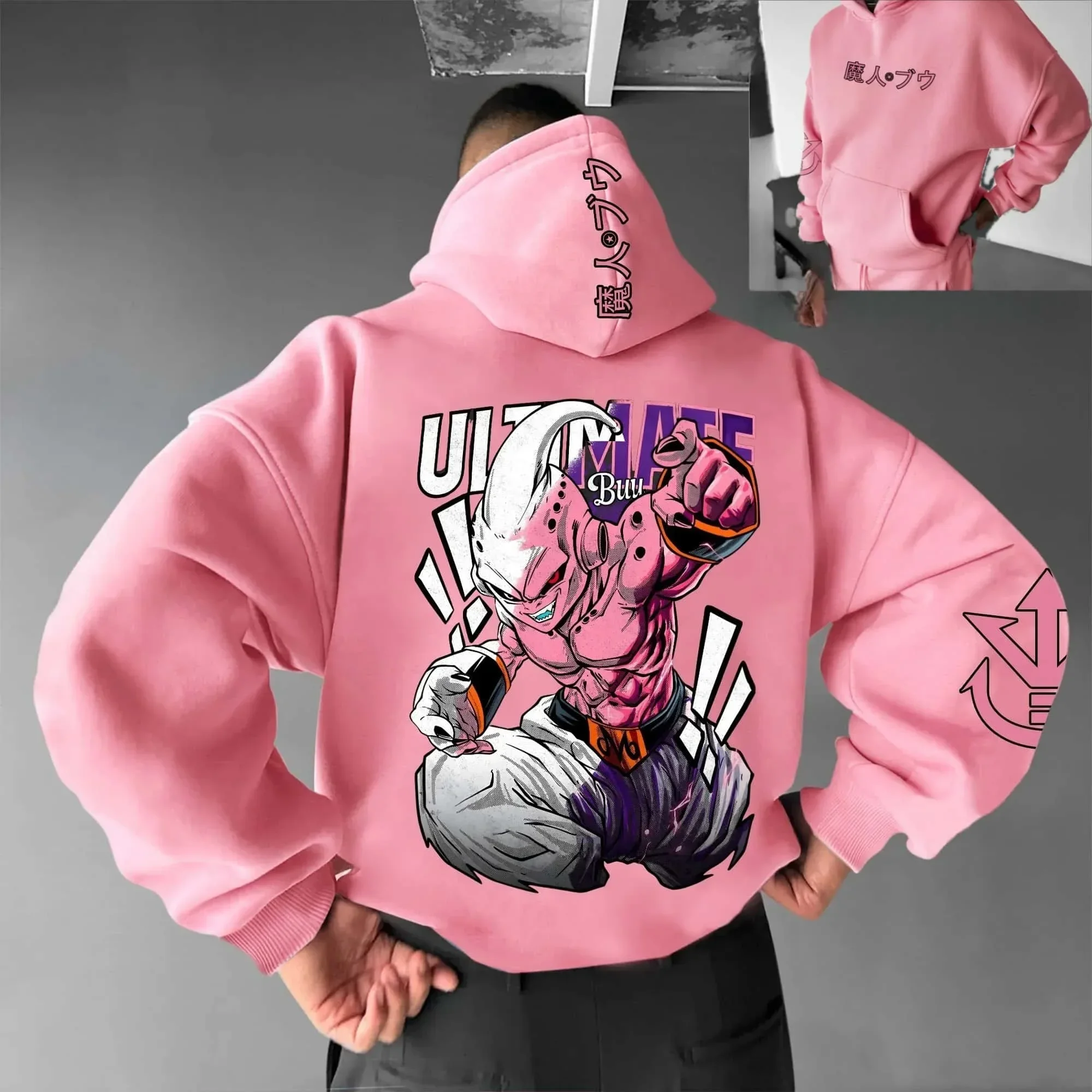 2026/26 Herbst/Winter Dragon Ball Super Dalian Hoodie aus Polyesterfaser, 3D-Druck, Eltern-Kind-Freizeit-Sweatshirt in Rosa – Detail 7