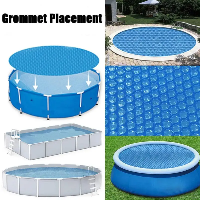 Solar Aboveground Pool Cover Round Swimming Pool Heat Insulation Blanket Cover Heart-Shaped Air Bubbles Thermal Blanket