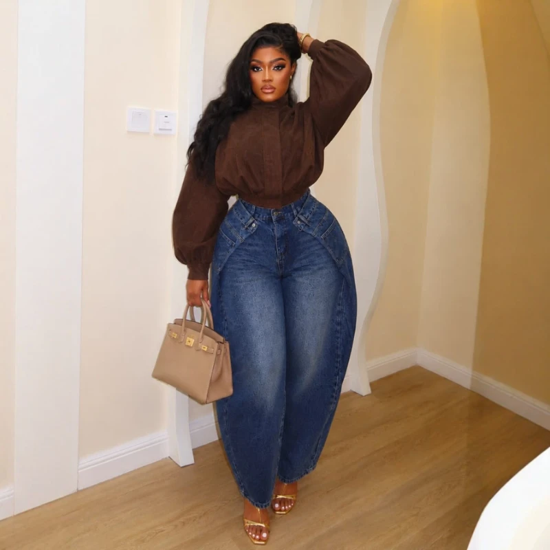 Women Denim Pant Jeans Vintage Wide Leg Long Pants Slim Fit High Waist Straight Trousers Y2k Streetwear Elegant Work Casual
