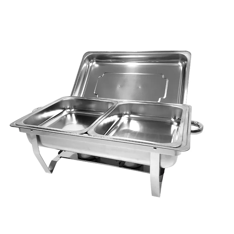 Stainless Steel Buffet Stove Square Detachable Dish Food Warmer Serving Dish Hot Pot Small Chafing Dish Hotel Wedding Chafing