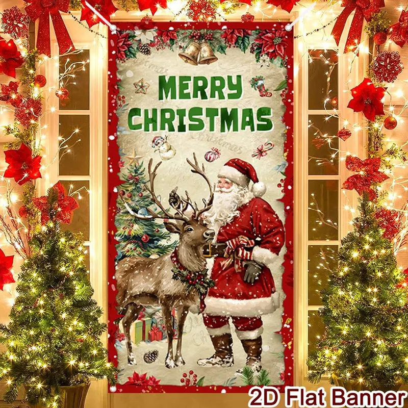 Christmas Hanging Flag Porch Door Banner Christmas Decorations For Home 2026 Xmas Ornaments Gifts Navidad Noel New Year Curtain