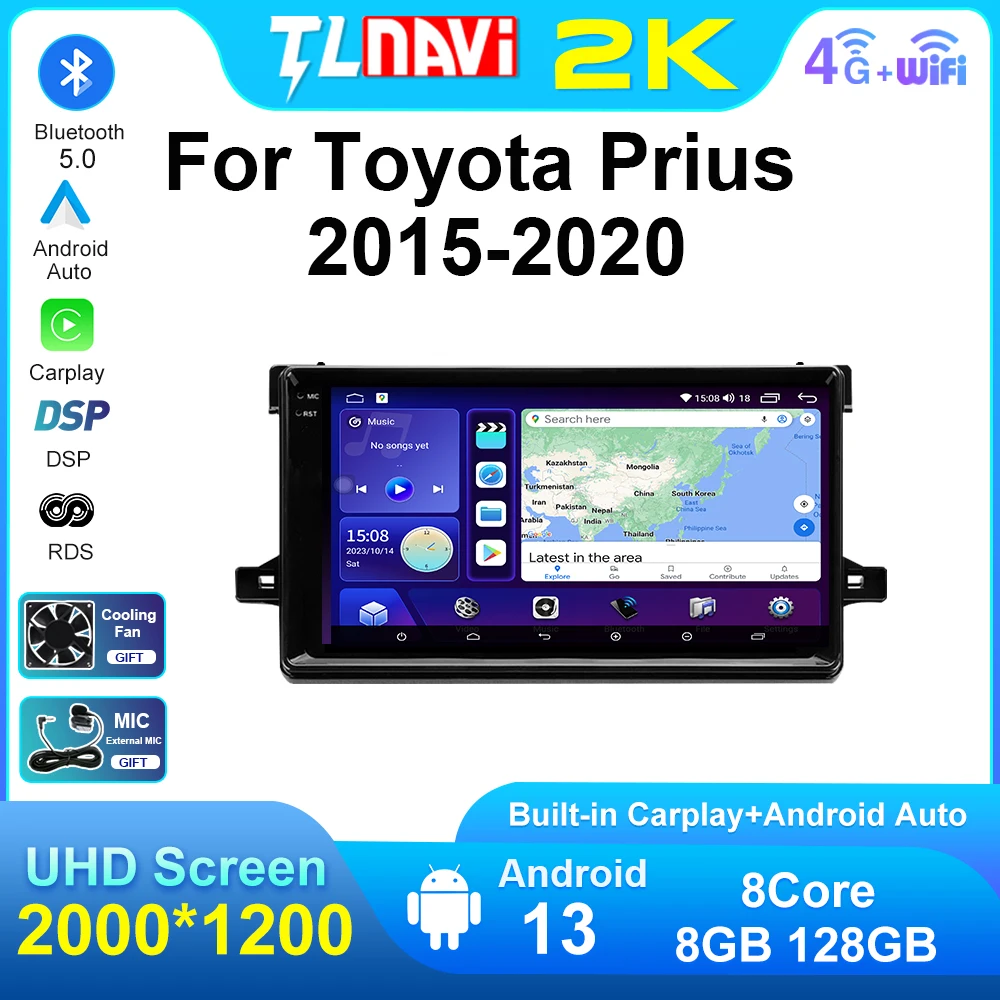 

Радиоприемник TL6 TL7 TLplus для Toyota Prius XW50 2015-2020, Android 13, GPS-навигация, мультимедийный стереоплеер, экран 1280*720