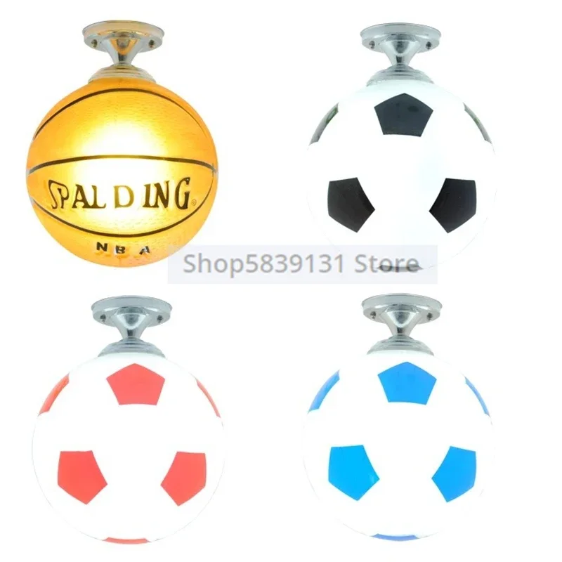 Imagem -06 - Nordic Luzes de Teto Vidro Moderno Basquete Futebol Lâmpadas Teto Quarto das Crianças Lâmpada Led Decoração Casa Luminárias