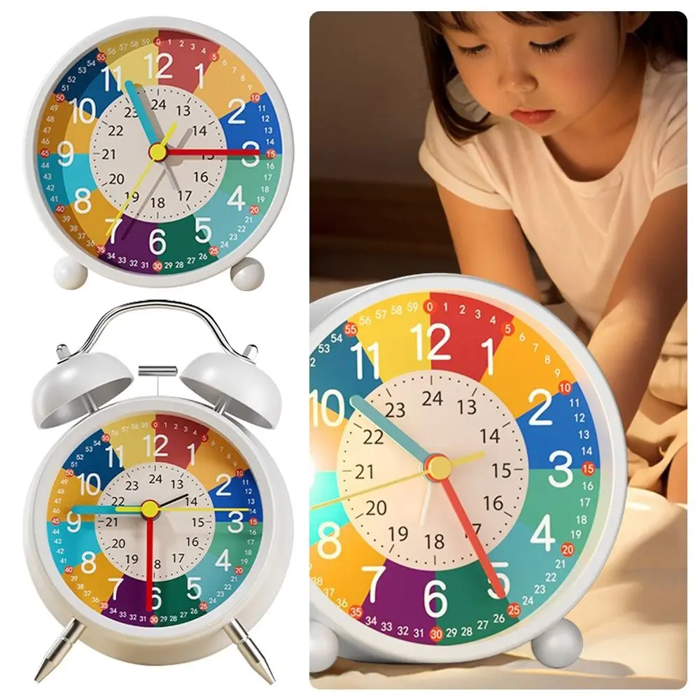Portable Metal Alarm Clock Colorful Dual Bell Desktop Alarm Clock Wake Up Clock Student Use