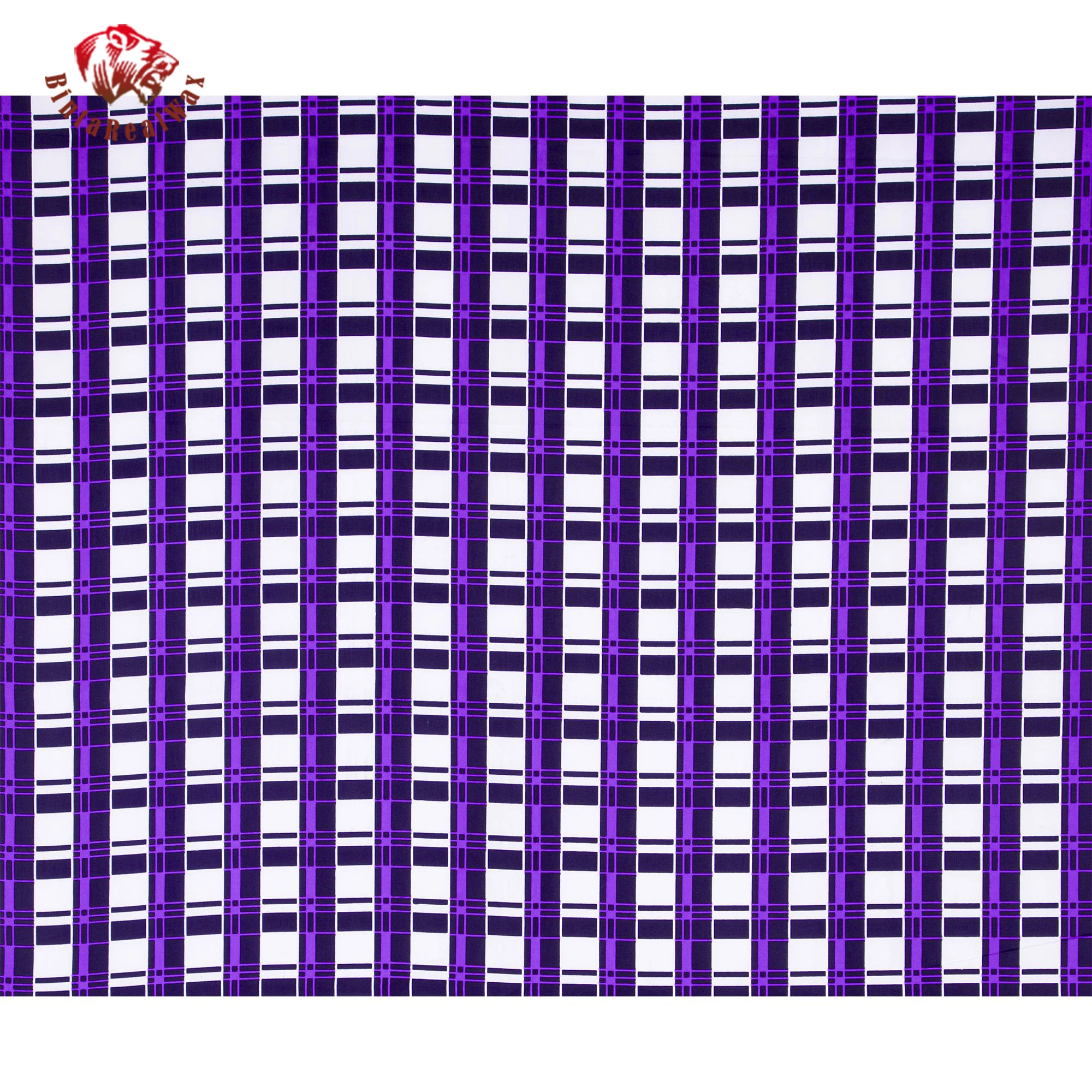 African Wax Print Fabric Purple White Plaid Pattern Material for DIY Clothing, Cross-Border Wholesale DintaRealwax Brand FP6706