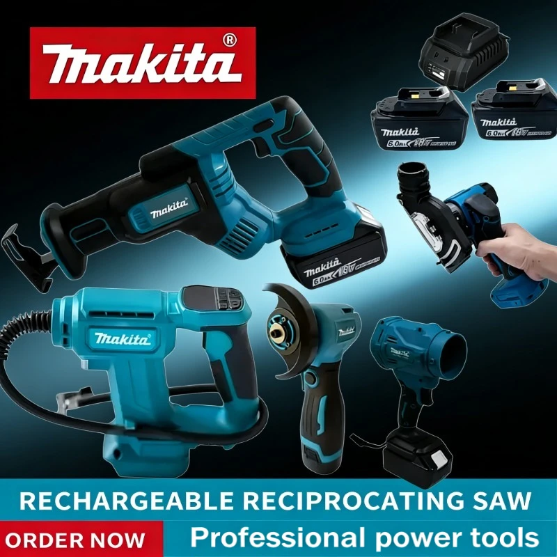 

Ударный шуруповерт Makita, бесщеточный, аккумуляторный, электрическая сабельная пила, профессиональный, беспроводной, 18В, электроинструмент