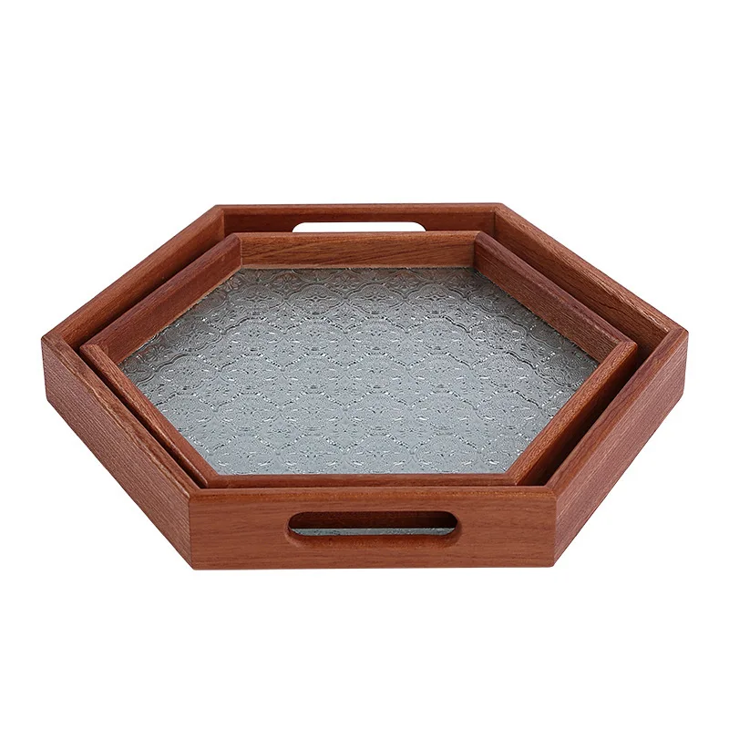 

Yjq retro begonia embossed glass teacup tray home storage ornament