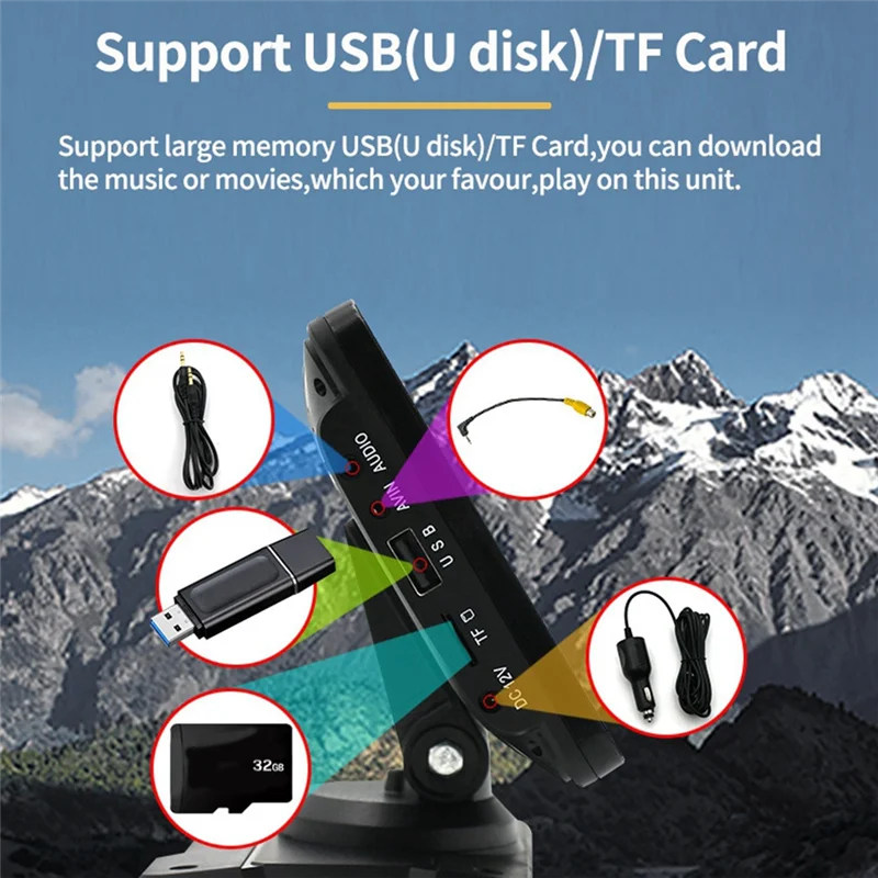 

1Set Car Capacitive Touch Navigation Screen Wireless Carplay&Android Auto Car Portable Multimedia Player 7Inch Black ABS+Metal