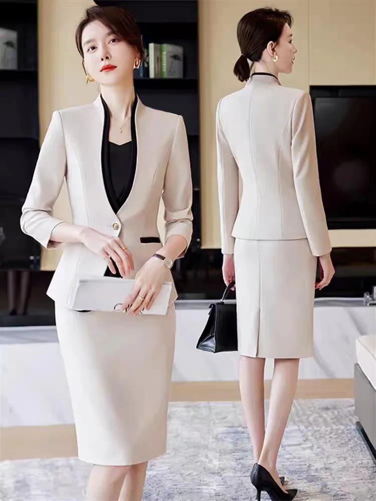 Elegant Women Business Suits with Jackets Coats and Skirts OL Styles Formal Women Office Ladies Professional Blazers Career Sets